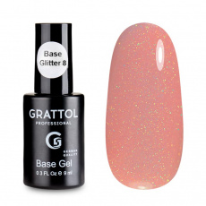 База Grattol Glitter №08 каучуковая, 9 мл База Grattol Glitter №08 каучуковая, 9 мл